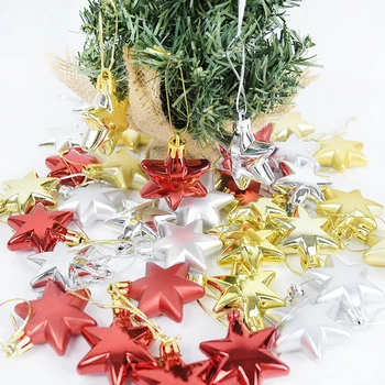 12pcs Auksas, Sidabras Raudona Kalėdinė Dekoracija Star Kabo Pakabukas Papuošalai Kamuolys Kalėdų Medžio Dekoro Naujųjų Metų 2021 Dovanų Šalies Prekių