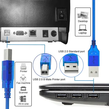 USB 2.0 Scanner Spausdintuvo Kabelį Didelės Spartos USB2.0 A B Male Sync Skaitmeninių Duomenų Kabelis Canon Epson, HP Spausdintuvo 0,3 m 0,5 m 1m 1.5