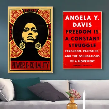 Black Panther Party Angela Davis Laisvės Lyderis Drobės Tapybos Derliaus Nuotrauką Kraft Plakatas Dengtos Sienos Lipdukas Namų Dekoro Dovana