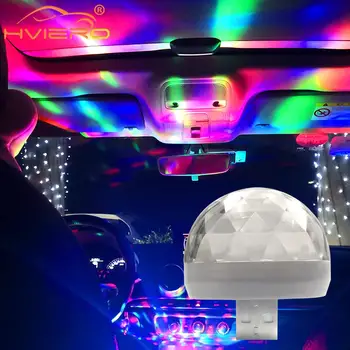 Automobilių Auto Lempos USB Šviesos DJ RGB Mini Spalvinga Muzikos Garso, Šviesos, USB-C 