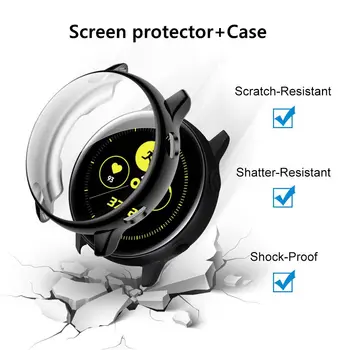 Screen Protector+Case For Samsung Galaxy žiūrėti aktyvios 2 44mm 40mm TPU Visi Aplink apimti bamperis+filmą žiūrėti Priedai