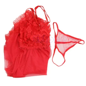Seksualus, Moterų moteriškas apatinis Trikotažas, Apatiniai Skaidrus Babydoll Suknelė Sleepwear+G-string Dropshipping