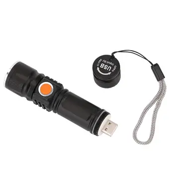 USB Patogus LED Taktinis Flash Šviesos Kišeninis Žibintuvėlis LED Įkrovimo Galingas Žibintuvėlis Zoomable Lempos Lauko Kelionių Medžioklė