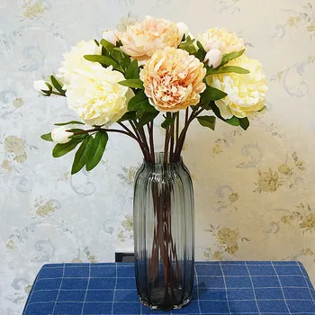 Prabanga Versalio Rūmai Bijūnas Dirbtinės Gėlės šakos, lapai Šilko bijūnų flores artificiales Namų vestuvių dekoravimas