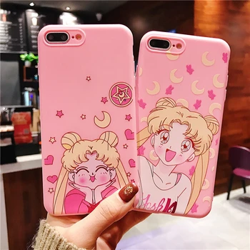Sailor Moon mobiliojo Telefono Apsaugos Atveju Mėgėjams Telefono dėklas Apsaugos Atveju IPhone, X / Xs / Max / XR / 7/8 / 6s Telefono dėklas