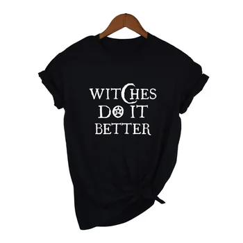 Raganos Daryti Tai Geriau T-Shirt Juoda Gotikos Tee Marškinėliai Vasaros Mados Tumblr Grunge Tshirts Trumpas Rankovės O-kaklo Spausdinti Marškinėliai