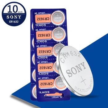 Naujas 10VNT Sony CR1632 Mygtuką Baterija Ličio Monetos Cell Baterijos 3V LM1632 BR1632 ECR1632 CR 1632 Elektroninių Žiūrėti Žaislas