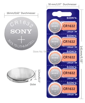 Naujas 10VNT Sony CR1632 Mygtuką Baterija Ličio Monetos Cell Baterijos 3V LM1632 BR1632 ECR1632 CR 1632 Elektroninių Žiūrėti Žaislas