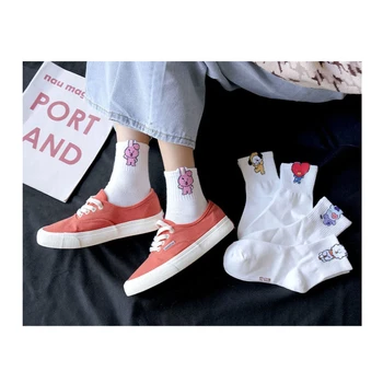 Kpop Bangtan Berniukai Moterų kojinės, gyvūnų nuotraukas, karikatūras, mielas kojinės, korėjiečių stiliaus, scarpage juokingas kojines harajuku