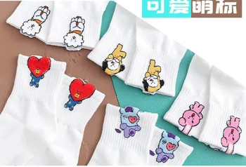 Kpop Bangtan Berniukai Moterų kojinės, gyvūnų nuotraukas, karikatūras, mielas kojinės, korėjiečių stiliaus, scarpage juokingas kojines harajuku