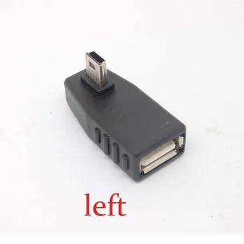 90 Laipsnių kairysis kampas Moteris 5-pin B Male Mini USB OTG Host adapter USB2.0 NAUJO