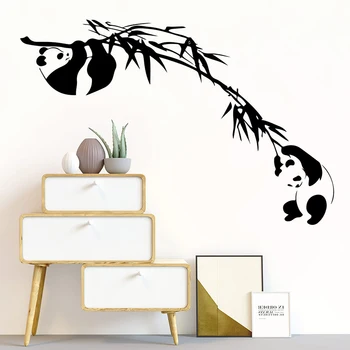 Panda Bambuko Medžio Šaką Sienų Lipdukai Namų Dekoro, Vaikų Kambarys Kūdikiui, Darželio Azijos Gyvūnų Miškų Džiunglėse Panda Vinilo Sienos Lipdukai