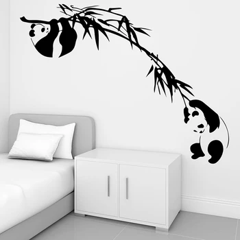 Panda Bambuko Medžio Šaką Sienų Lipdukai Namų Dekoro, Vaikų Kambarys Kūdikiui, Darželio Azijos Gyvūnų Miškų Džiunglėse Panda Vinilo Sienos Lipdukai