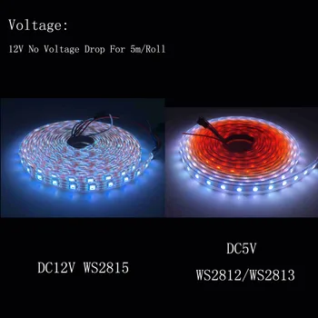 WS2815 (WS2812B WS2813 atnaujinta) RGB LED vaizdo Taškų Juostelės Šviesos Individualiai Naudojamos LED Dual-Signalas 30/60/144 Led/m 12V