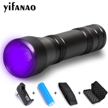 UV LED Žibintuvėlis UV LED Žibintuvėlis Šviesos 395nm Ultra Violetinė Šviesiai Violetinės Šviesos 5 Režimu Zoomable Lempos iki 18650 Baterija