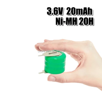3.6 V 20mAh Ni-MH, Li-Po Ličio Li-polimero Bateria Baterijų Įkrovimo Mygtuką Monetos Cell Baterijos Su Lydmetalis Smeigtukai