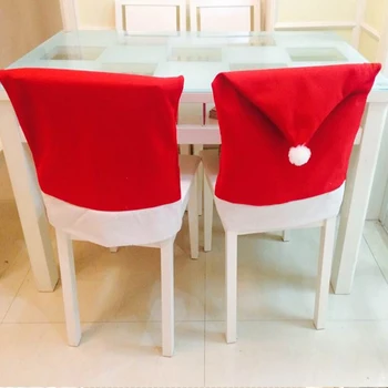 Santa Claus Bžūp Kėdė Padengti Kalėdų Vakarienės Stalo Red Hat Kėdė Sąlyga Skrybėlę Kėdė Galinį Dangtelį Tuoktis Kalėdų