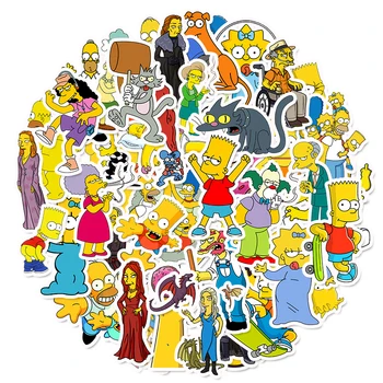50pcs/Pak Karšto Animacinių filmų Anime Simpsonai Vandeniui Lipdukai Bagažo Riedlentė Telefono Nešiojamas užrašų knygelė Sienos Doodle Lipdukai