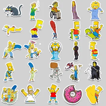 50pcs/Pak Karšto Animacinių filmų Anime Simpsonai Vandeniui Lipdukai Bagažo Riedlentė Telefono Nešiojamas užrašų knygelė Sienos Doodle Lipdukai