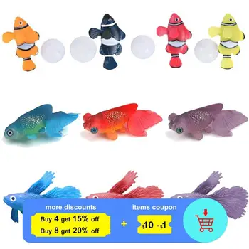Liuminescencinių Dirbtinių Žuvų Žaislas, Klounas Rumble Žuvis Karosas modelis žaislas su siurbtuko gyvis žaisti su žuvų akvariumo bakas