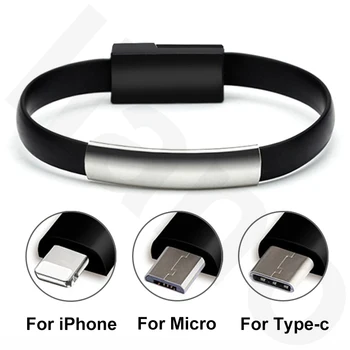 Naujos Apyrankės Micro USB Kabelį, Tipas C USB 8 Pin Duomenis, Krovimo Laidas iPhone 12 XS Max XR X 7 8 6 Micro USB Telefono Kroviklis kabeliai