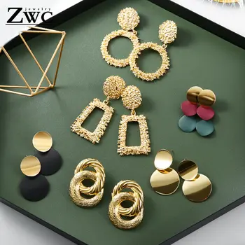 ZWCX 2020 Vintage Auskarai, Dideli, Moterims, Pareiškimas, Auskarai Geometrinis Aukso Spalvos Metalo Lašas Auskarai Tendencijos Mados Juvelyrika