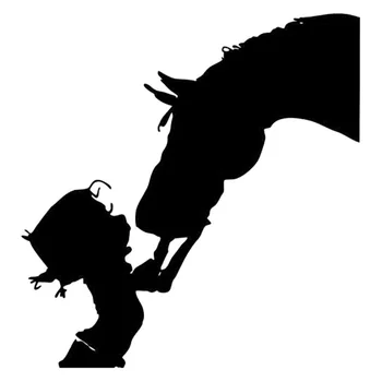 13.5 cm*14.2 cm Mergina Cowgirl Pabučiuoti Arklį Mados Automobilių Reikmenys Lipdukai Juoda/Sidabrinė S3-5077