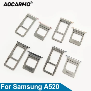 Aocarmo Samsung Galaxy A5 (2017 M.) A520 A7 A720 Dual & Vieną Sim Kortelę (MicroSD), Laikiklis Nano Sim Kortelės Dėklas Lizdo Pakeitimo Dalis