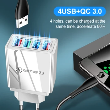 PMXBT Greitai Įkrauti 3.0 4.0 USB Įkroviklis Multi Port QC3.0 Greito Įkrovimo ES MUMS Plug Sieninis Įkroviklis Adapteris, Skirtas 