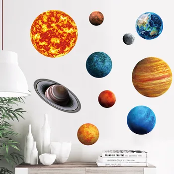 Šviesos Planetos Sienų Lipdukai Saulės Sistema, Žemė, Saulė, Mėnulis Lipdukai, Vaikų Kambarys Namų Puošybai Kosmoso Sienos Lipdukai Švyti