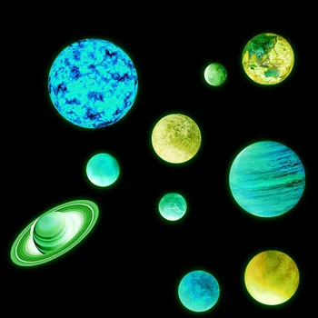Šviesos Planetos Sienų Lipdukai Saulės Sistema, Žemė, Saulė, Mėnulis Lipdukai, Vaikų Kambarys Namų Puošybai Kosmoso Sienos Lipdukai Švyti