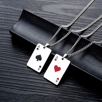 Mados vyrų ir moterų plieno karoliai kūrybos pokerio širdies formos pakabukas mados šalis, dovanos, aksesuarai, didmeninė