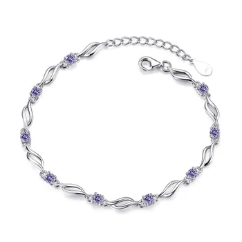 NEHZY 925 sterlingas sidabro papuošalai apyrankė aukštos kokybės retro mados moteris violetinė crystal keturių šakės 