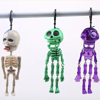 Helovinas Siaubo Glow-in-the-dark Skeletas Klaidingą Žaislas Plastiko Baisu liuminescencinės Mažas Skeleton Key Chain Traukti Vaiduoklis