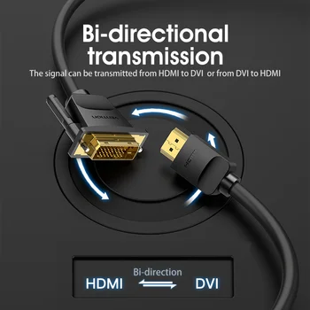 Paj HDMI į DVI Kabelis, Dvi-kryptimi HDMI Male 24+1 DVI-D Male Adapter 1080P Konverteris, skirtas Xbox HDTV, DVD, LCD DVI į HDMI Kabelis
