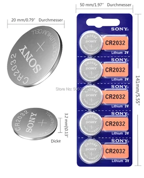 5vnt SONY CR2032 Ličio Mygtuką Monetos Cell Baterijos 3V CR 2032 DL2032 ECR2032 BR2032, Baterija Žiūrėti Elektroninių Nuotolinio