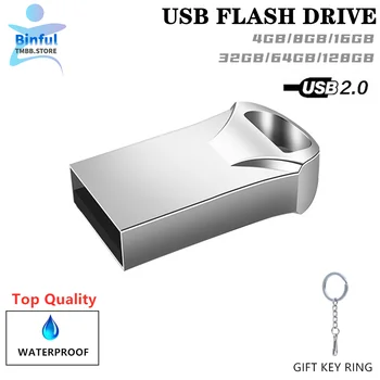 BINFUL Naujas mini metalo usb flash drive, 4G, 8G 16GB 32GB 64GB 128G Pendrive Flash Drive, Memory Stick Pen ratai Nešiojamų U disko dovana