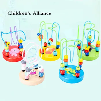 HOTmontessori vaikų žaislai, kūdikių lėlės vaikų Švietimo žaislas karoliukai string karoliukų žaidimas Mini aplink gyvūnų važiuoklės Daug stilių