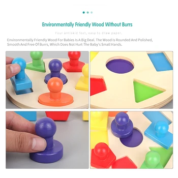 18,5 cm Montessori Mediniai Žaislai, Kūdikių Švietimo Medienos Galvosūkiai Vaikams rankenos Geometrinės Formos Valdybos Atitikimo Žaidimai Vaikams Dovanos