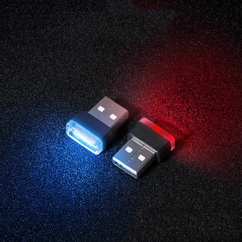 Mini Mažas USB LED Šviesos Automobilių Stiliaus Interjeras Dekoratyviniai Aplinkos Avarinio Apšvietimo Nešiojamų Priedai Raudona Mėlyna Balta Violetinė