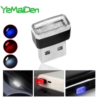 Mini Mažas USB LED Šviesos Automobilių Stiliaus Interjeras Dekoratyviniai Aplinkos Avarinio Apšvietimo Nešiojamų Priedai Raudona Mėlyna Balta Violetinė