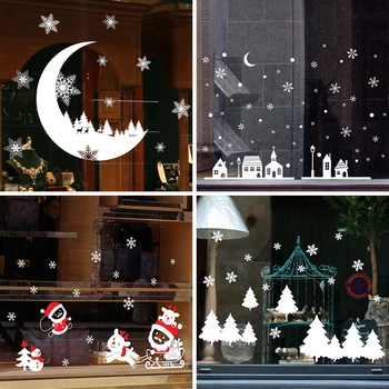 Linksmų Kalėdų Langą Lipdukai Santa Claus Briedžių Sticke Papuošalai Kalėdų Dekoracijas Namų Navidad 