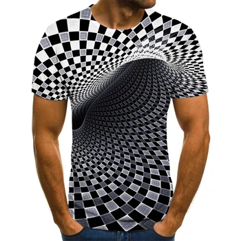 Vasaros marškinėliai 3D 3D Sukama Mados Vyrų ir Moterų 3D marškinėliai trumpomis Rankovėmis Hip-Hop Harajuku Mielas marškinėliai Juokinga T-shirt