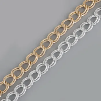 1m/daug 19x17mm Aukso/Rodis Padengtą Aliuminio Sagtis Chian Karoliai Grandinės Juvelyrikos Priėmimo