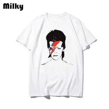 David Bowie Portretas marškinėliai Moterims Prarasti Vasaros T-shirt Streetwear Asmenybės pankų drabužių Viršūnes Moterų Grafinis Tee