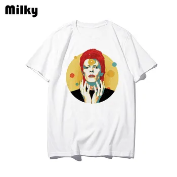 David Bowie Portretas marškinėliai Moterims Prarasti Vasaros T-shirt Streetwear Asmenybės pankų drabužių Viršūnes Moterų Grafinis Tee
