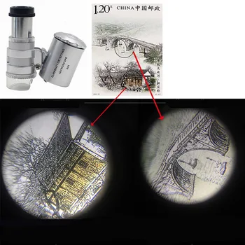 Karšto 60X Mini Mikroskopą Didinamąjį su 2 Led ir UV Kišenėje Didinamojo stiklo Papuošalai, Juvelyriniai Loupe Zoom Tool 2018 Naujas