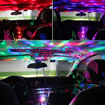 1x Automobilis LED Lemputė USB Atmosfera Šviesos DJ RGB Muzikos Diskoteka Garso Lempos Šalis Karaoke Apdaila, Garso Valdymo KTV DJ Šviesos 12V