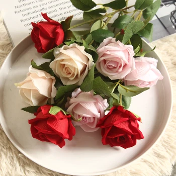 51cm Raudona Dirbtinio Šilko Rožės, Gėlių Puokštės, Vestuvių Nuotaka Namų Valdos Netikrą Baltos Gėlės Pigūs Namų Stalo Apdailos