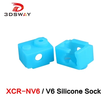 3DSWAY 3D Spausdintuvas Dalis Silikoninė Kojines Šildomos Blokuoti Atveju XCR-NV6 Šildymo Bloko PT100 E3D V6 Hotend Ekstruderiu Mėlyna 1pc